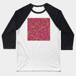 Modern abstract Matisse inspired design in beautiful dusky pink and burgundy on a mango yellow background Baseball T-Shirt